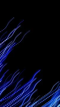 Blue dashed lines of lights on a black background 库存插图