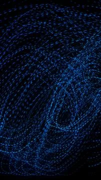 Blue dashed lines of lights on a black background 스톡 사진