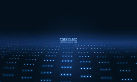 Blue data abstract background digital grid receding into horizon, neon node 스톡 일러스트