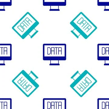 Blue Data analysis icon isolated seamless pattern on white background. Busi.. Stock Illustration