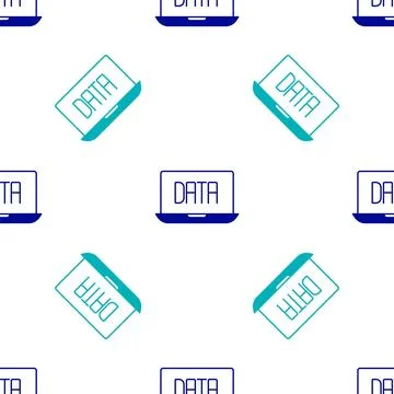 Blue Data analysis icon isolated seamless pattern on white background. Busi.. Stock Illustration