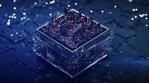 Blue data analysis process seamless loop 3D render animation Stock Footage 120546911