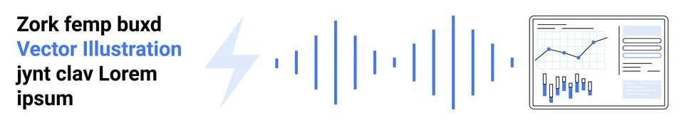 Blue Data Analytics and Sound Wave Integration Concept with Graphs and Metric Stock Illustration
