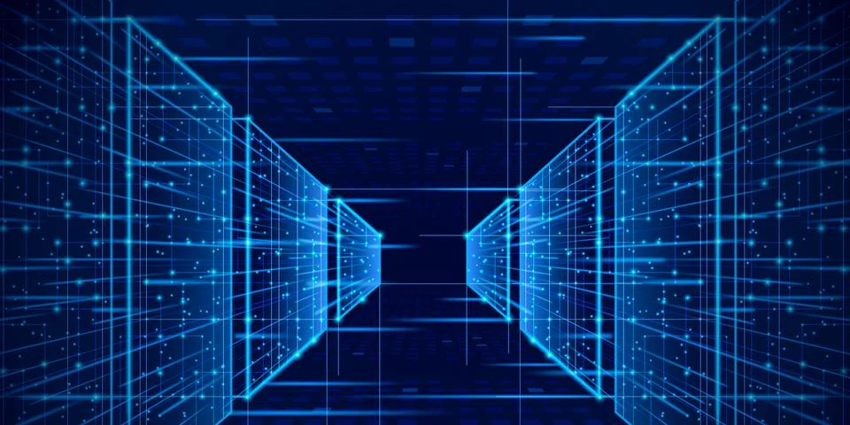 Blue data center abstract vector background. Stock Illustration