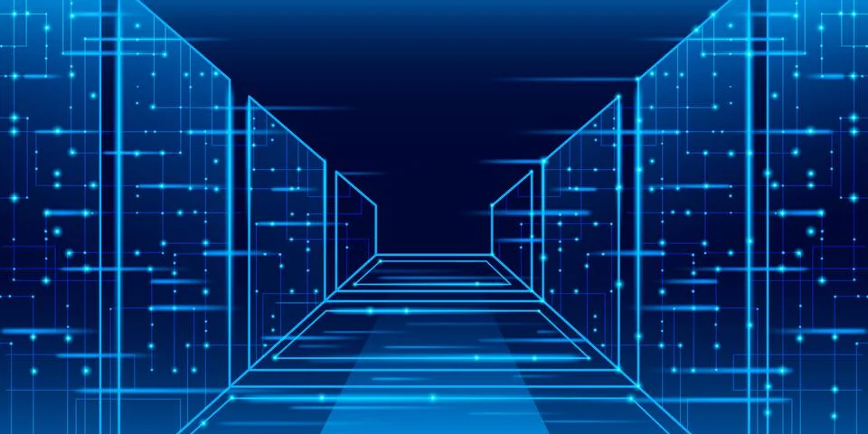 Blue data center abstract vector background. Stock Illustration
