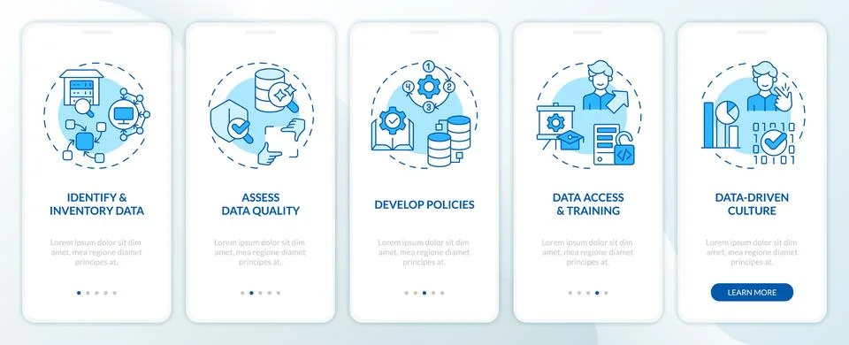Blue data democratization concept with thin line icons Illustrazione stock