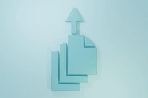 Blue Data export icon isolated on blue background. Minimalism concept. 3D r.. Illustrazione stock