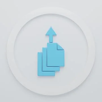 Blue Data export icon isolated on white background. Minimalism concept. 3D .. Stock Illustration