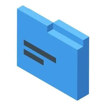 Blue data folder presenting storing files and information isometric icon Stock Illustration