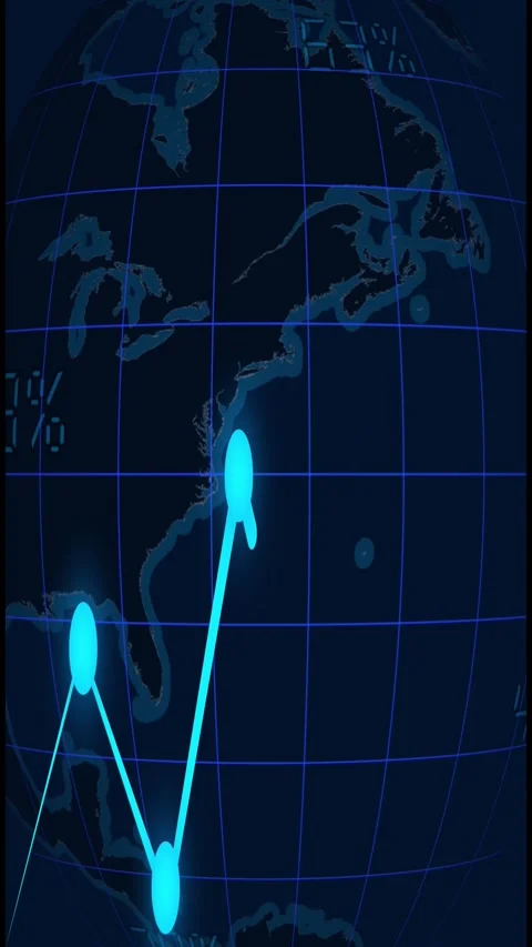 Blue data line graph on dark globe. Blue data line graph earth chart. Blue .. Stock Footage 345723437