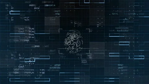 Blue data matrix motion graphics simulating digital lines and grid, with Stock Footage 254521175