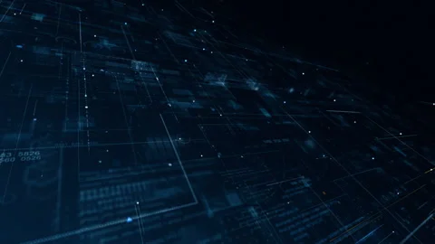 Blue data matrix simulation digital line and grid perspective technology Stock Footage 243896616