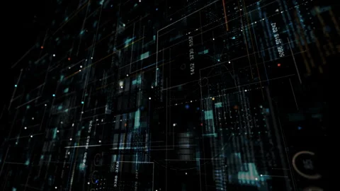 Blue data matrix simulation digital line and grid perspective technology Stock-Footage 245182351