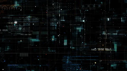 Blue data matrix simulation digital line and grid technology Stock Footage 245182433
