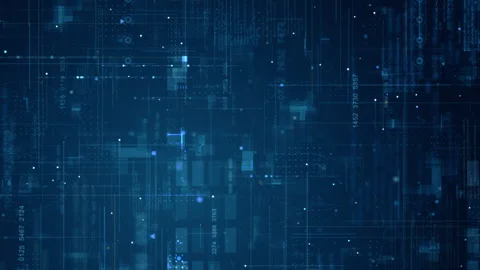 Blue data matrix simulation digital line and grid technology Stock Footage 245182500