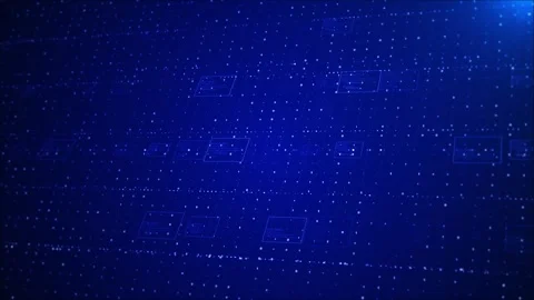 Blue data matrix simulation digital line grid technology futuristic HUD screen.  Stock Footage 311808646
