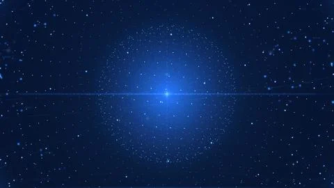 Blue data particle sphere glowing energy core background Illustrazione stock
