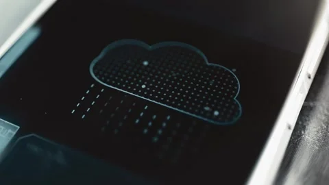 Blue data rain beneath cloud icon Stock Footage 344851340