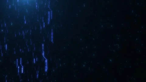 Blue data rain technology visual vertical circuit streaks, scattered particles, Stock Footage 340556342