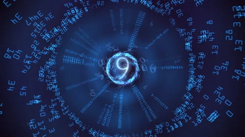 Blue Data Spiral Glowing Numbers, Futuristic Cyber Vortex Countdown Stock Footage 322170962