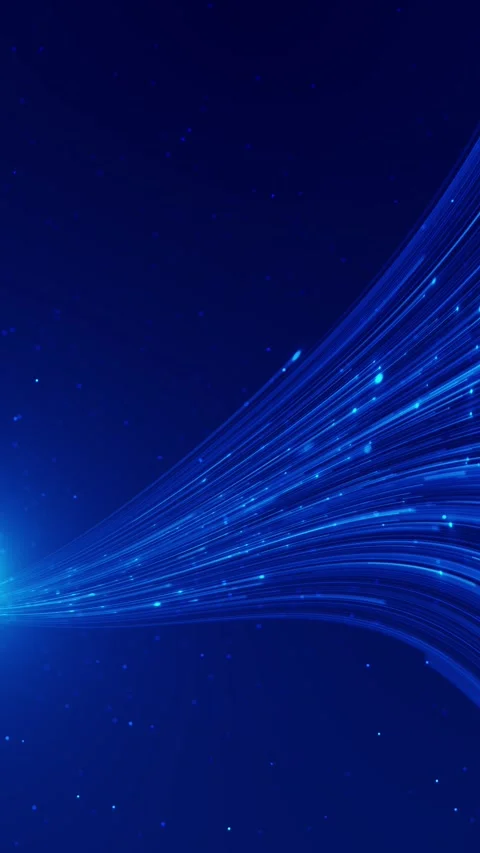 Blue data stream light path dense glowing lines, sparkling particles, deep persp Stock Footage 340548167