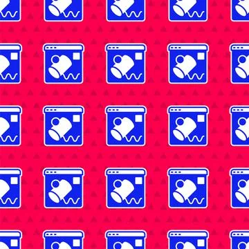 Blue Data visualisation icon isolated seamless pattern on red background. Vector 스톡 일러스트
