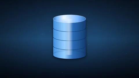 Blue Database Cylinder Icon with Scanning Light Effect Animation Видео 347966368