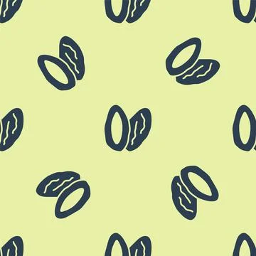 Blue Date fruit icon isolated seamless pattern on yellow background. Vector Stock Illustration