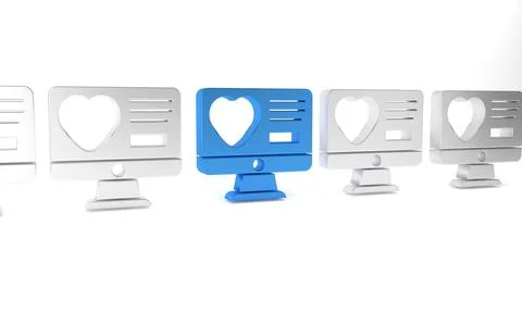 Blue Dating app online computer concept icon isolated on white background. .. Stock Illustration