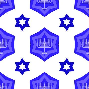 Blue David Star Seamless Background Blue David Star Seamless Background. M... Stock Photos