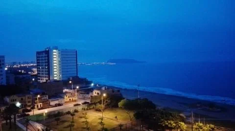 Blue dawn at the oceanfront Stock Photos