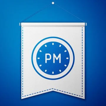 Blue Day time icon isolated on blue background. Time symbol. White pennant 스톡 일러스트