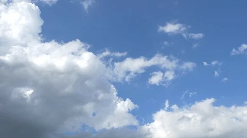 Blue daylight summer sky with fluffy white clouds as nature image. Stock Footage 127116871