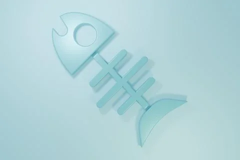 Blue Dead fish icon isolated on blue background. Minimalism concept. 3D ren.. Stock Illustration