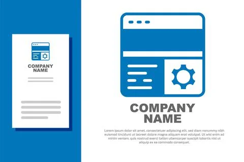 Blue Debugging icon isolated on white background. Debugging tool. Magnifying Illustrazione stock