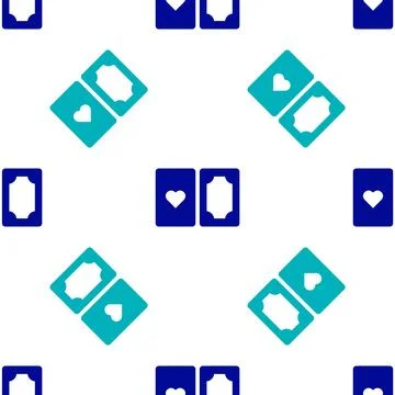 Blue Deck of playing cards icon isolated seamless pattern on white background Stock Illustration