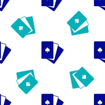 Blue Deck of playing cards icon isolated seamless pattern on white background Illustrazione stock