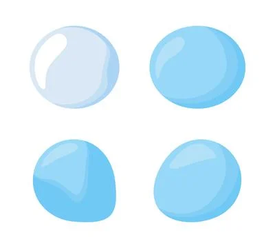 Blue decorative drops semi flat color vector objects set Stockillustratie