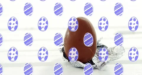 Blue decorative easter eggs in seamless pattern against close up of a easter egg Stock Footage 176929198