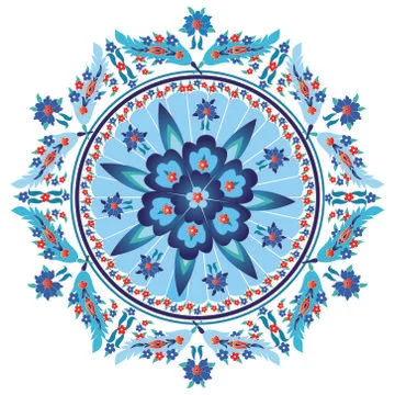 Blue decorative oriental pattern and ornaments Stock Illustration
