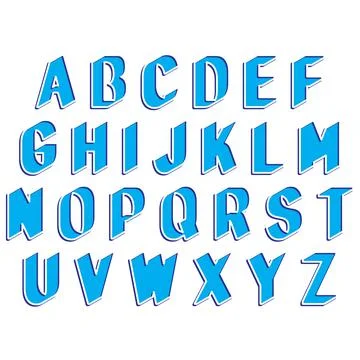 Blue decorative vector alphabet isolated on white background.Art font. Stock Illustration
