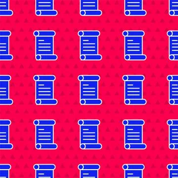 Blue Decree, paper, parchment, scroll icon icon isolated seamless pattern on red Illustrazione stock