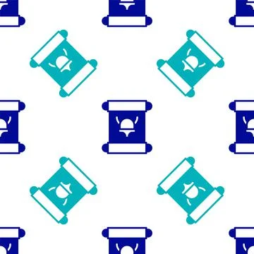 Blue Decree, paper, parchment, scroll icon icon isolated seamless pattern on Illustrazione stock