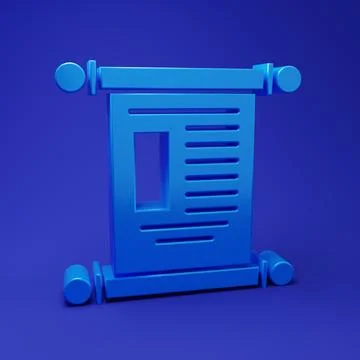 Blue Decree, paper, parchment, scroll icon icon isolated on blue background.. Stock Illustration
