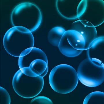 Blue deep-water background with bubbles. Vector Stock Illustration