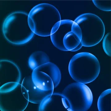Blue deep-water background with bubbles. Vector Stock Illustration