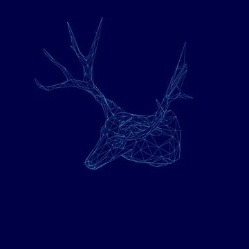 Blue deer head with a blue background. Stock Illustration