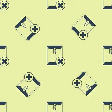 Blue Delete envelope icon isolated seamless pattern on yellow background. Delete Illustrazione stock