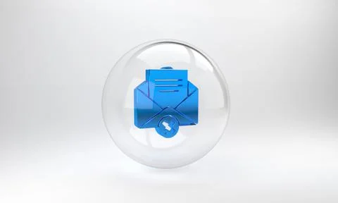 Blue Delete envelope icon isolated on grey background. Delete or error letter 스톡 일러스트