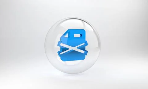 Blue Delete file document icon isolated on grey background. Rejected document Illustrazione stock